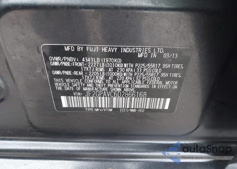 2013 Subaru Xv Crosstrek 2.0I Premium z USA, uszkodzony, nr VIN JF2GPAVC6D2866168